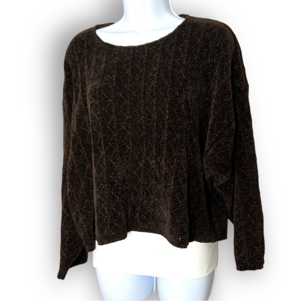 Eileen Fisher New York vintage brown Chenille crop sweater women size M